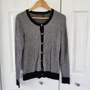 4/$25 Daisy Fuentes Black/White Knit Button Up Long Sleeve Sweater
